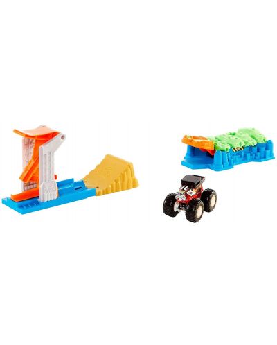 Комплект Hot Wheels Monster Trucks Писта изстрелвачка Катастрофирали коли и бъги Отлична