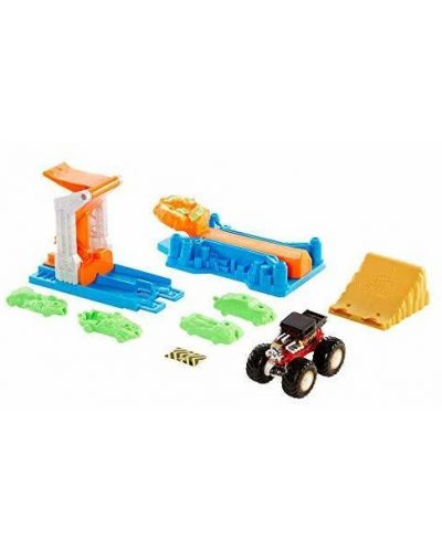 Комплект Hot Wheels Monster Trucks Писта изстрелвачка Катастрофирали коли и бъги Отлична