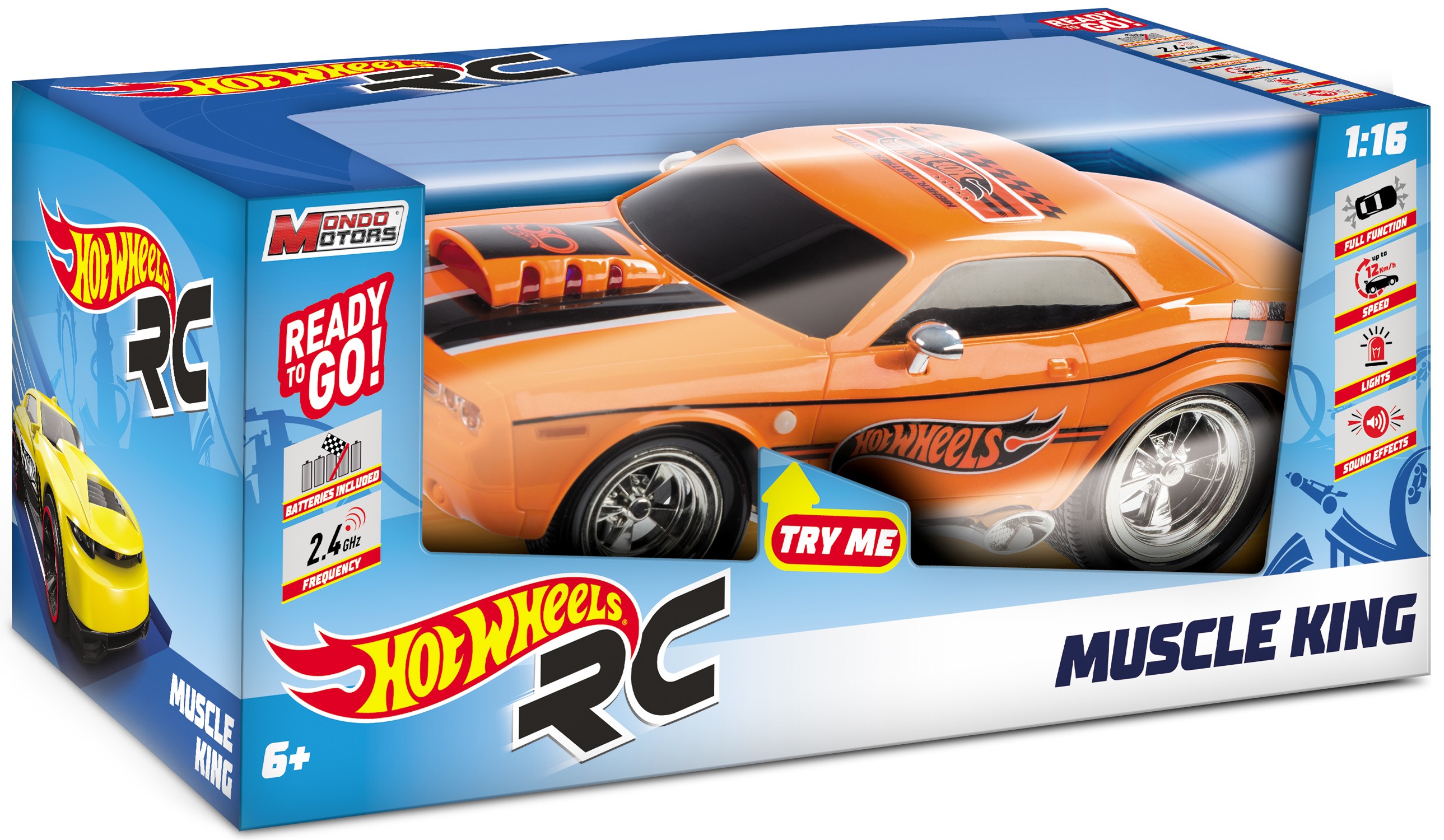Радиоуправляема количка Mondo Motors Hot Wheels Muscle King със звук и светлина Отлична