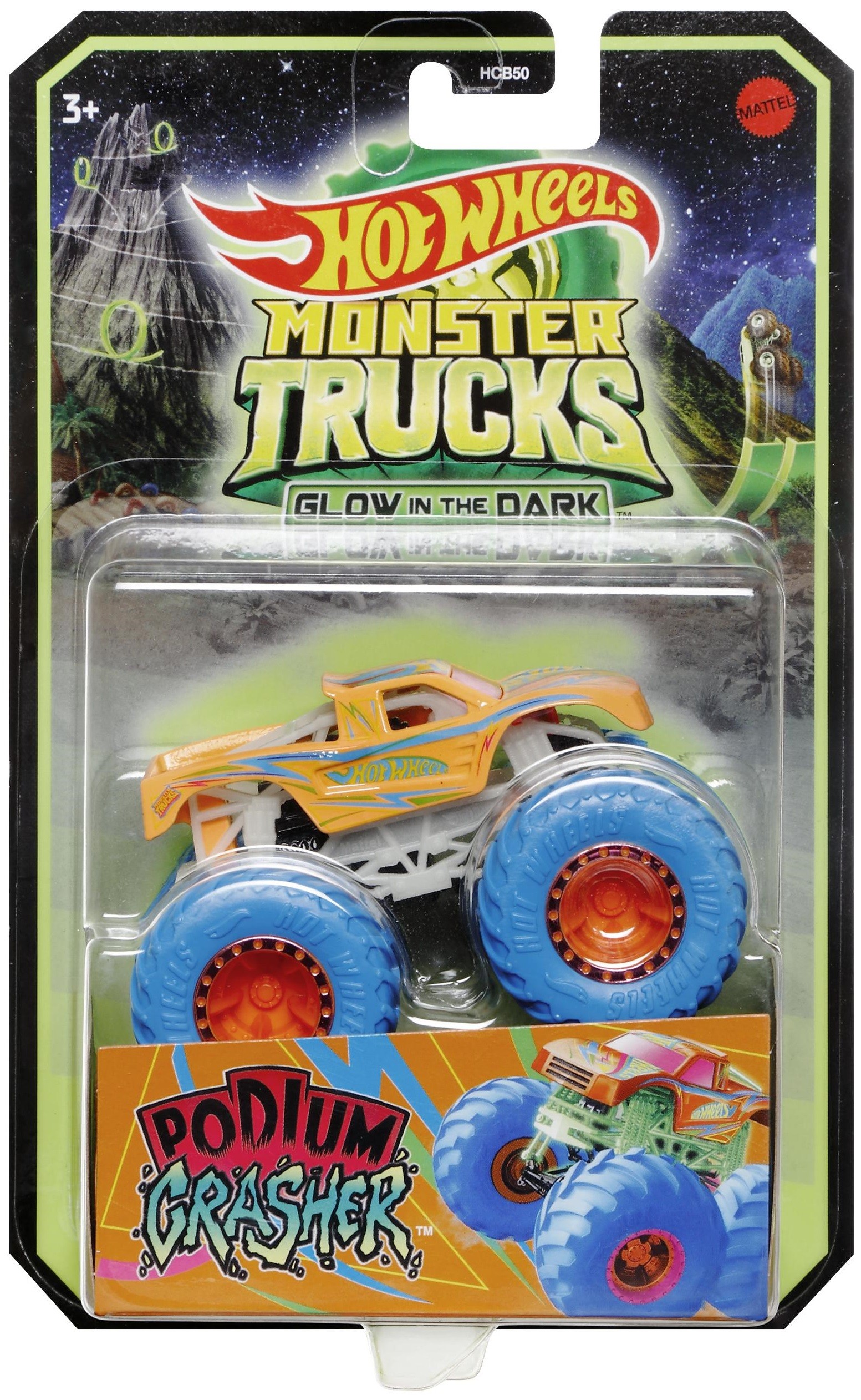 Hot Wheels Monster Trucks Glow In The Dark Podium Crasher