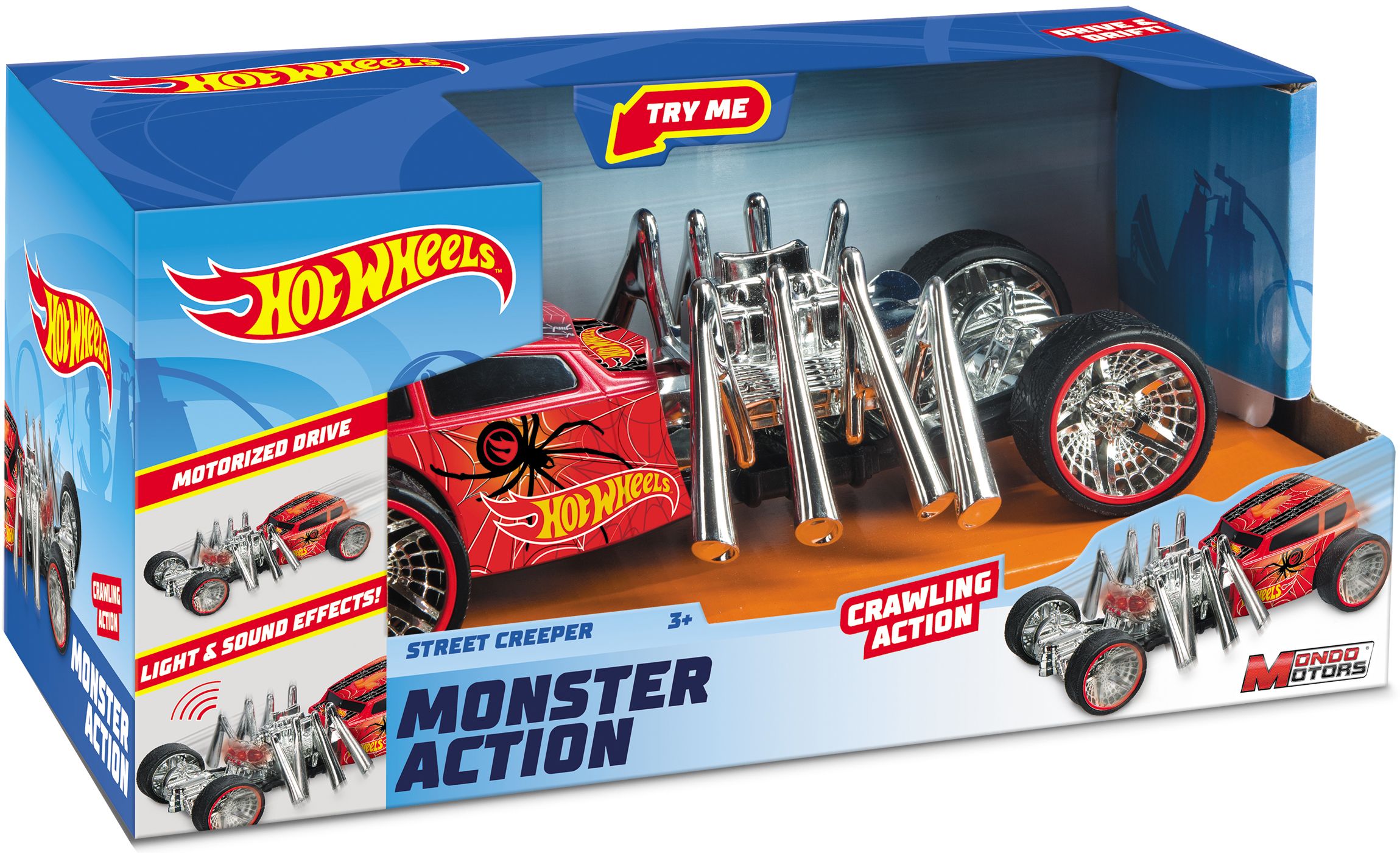 Количка паяк Mondo Motors Hot Wheels Street Creeper със звук и светлина Отлична цена Ozone bg