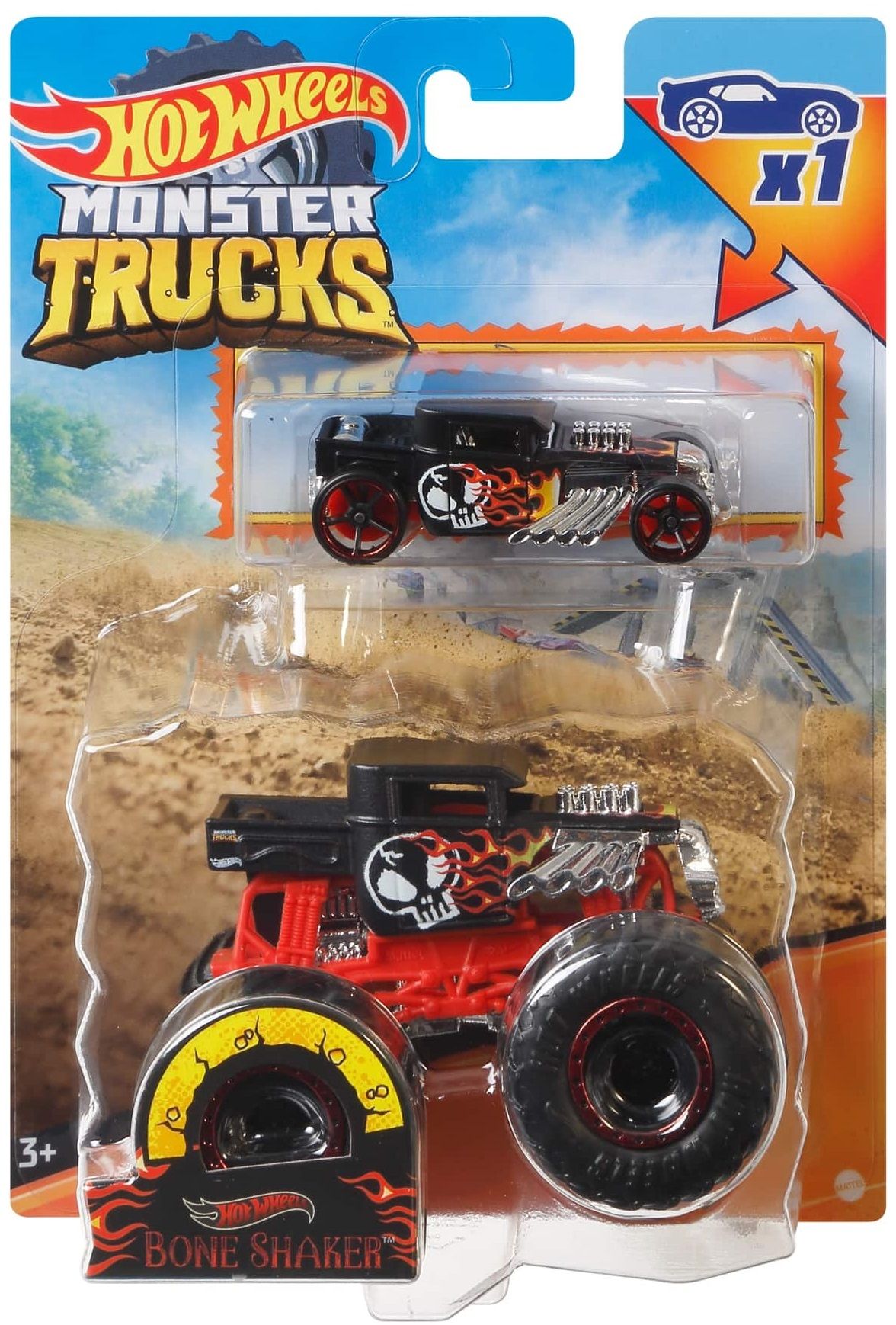 Бъги Hot Wheels Monster Trucks Boneshaker 1 64 с количка Отлична цена Ozone bg