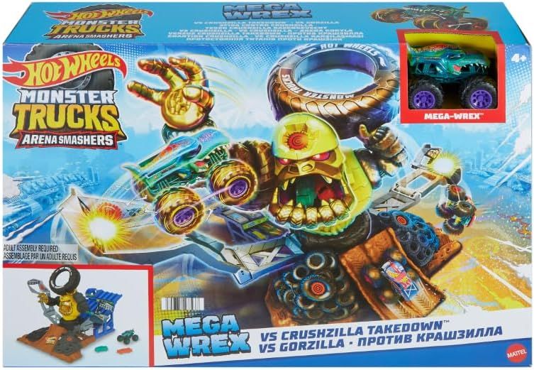 Игрален комплект Hot Wheels Monster Trucks Арена на сблъсъци Mega Wrex срещу Crushzilla