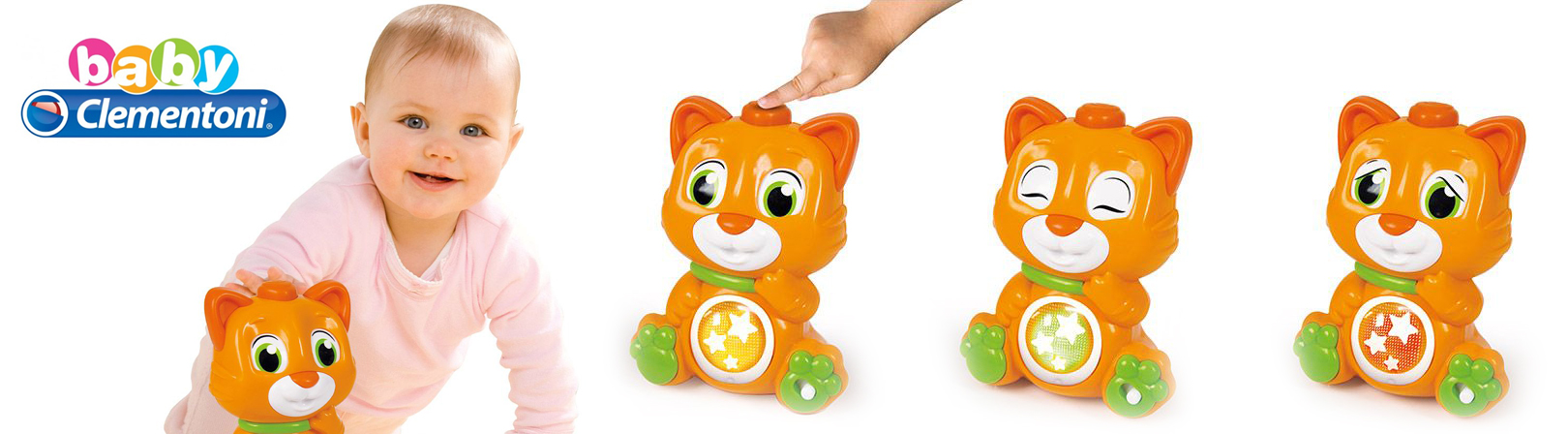 Детска играчка Clementoni Baby - Коте с въртящи очи, звук и светлина