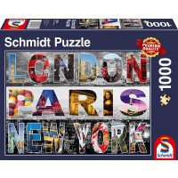 Пъзел Schmidt от 1000 части - Лондон, Париж, Ню Йорк