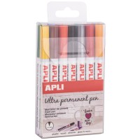 Комплект перманентни маркери APLI - 14 цвята металик, Extra Fine