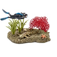 Фигурки Schleich от серията Аксесоари към Диви Животни: Водолаз в кораловия риф