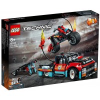 Конструктор Lego Technic - Камион и мотоциклет за каскади (42106)