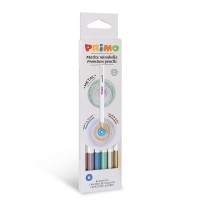 Комплект цветни моливи Primo Minabella Metal - Шестоъгълни, 6 цвята
