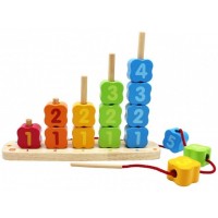 Дървена играчка 3 в 1 Pino - За низане, сортиране и баланс