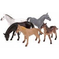 Комплект фигурки Toi Toys Animal World - Deluxe, Диви коне, 5 броя
