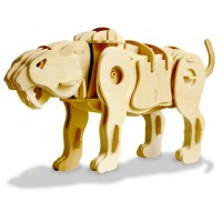 Дървен 3D пъзел Robo Time от 75 части - Саблезъб тигър