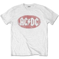 Тениска Rock Off AC/DC - Oval Logo Vintage, бяла
