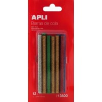 Блестящи цветни лепилни пръчки силикон Apli – ø 7.5 х 100 mm, 12 броя