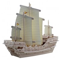 Дървен 3D пъзел Robo Time от 66 части – Кораб от флота на Джън Хъ