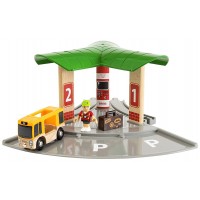 Игрален комплект от дърво Brio World - Автобусна и влакова станция