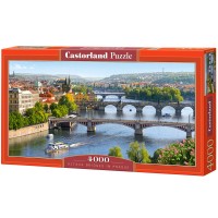 Панорамен пъзел Castorland от 4000 части - Мостовете във Валтава, Прага