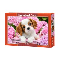 Пъзел Castorland от 500 части - Кученце в розови цветя