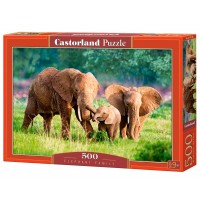 Пъзел Castorland от 500 части - Семейство слонове