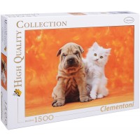 Пъзел Clementoni от 1500 части - Коте и куче Шар пей