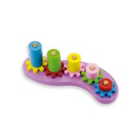 Дървена играчка Andreu toys - Низанка с дървени форми и зъбни колела