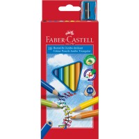 Цветни моливи Faber-Castell - Jumbo Triangular, 10 цвята, с острилка