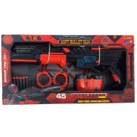 Комплект Ocie Red Guns - Автоматичен бластер с 6 меки стрели, бинокъл и белезници