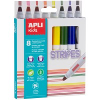 Комплект флумастери Apli - Двойна линия, 8 цвята