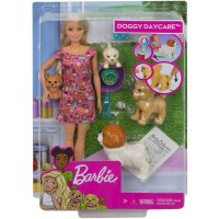 Игрален комплект Mattel Barbie - Барби с 4 кученца