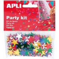 Комплект конфети Apli - Звезди, разноцветни, 15 mm