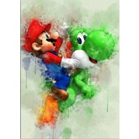 Метален постер Displate Games: Super Mario - Mario & Yoshi
