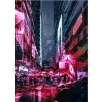 Метален постер Displate - Cyberpunk City