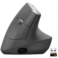 Мишка Logitech - MX Vertical Advanced, оптична, безжична, сива