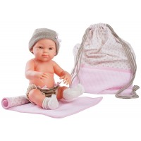 Кукла-бебе Paola Reina Mini Pikolines - С розова чанта и постелка, момиченце, 32 cm