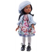 Комплект дрехи за кукла Paola Reina - Плетена синя жилетка, 32 cm