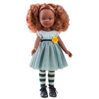 Комплект дрехи за кукла Paola Reina - Рокля без ръкави и жълто цвете, 32 cm