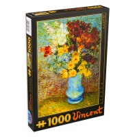 Пъзел D-Toys от 1000 части – Цветя в синя ваза, Винсент ван Гог
