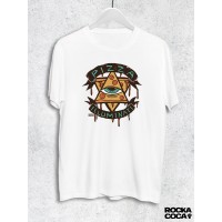 Тениска RockaCoca Pizza Iluminati, бяла, размер M