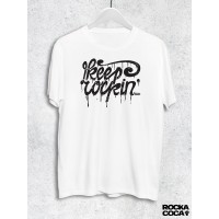 Тениска RockaCoca Keep Rockin', бяла, размер L