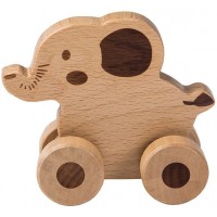 Дървена играчка Jouéco - Слонче, с колела за бутане