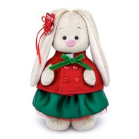 Плюшена играчка Budi Basa - Зайка Ми, със зелена поличка и червено палтенце, 32 cm