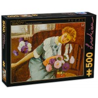 Пъзел D-Toys от 500 части - Лорика с хризантеми, Стефан Лукиан