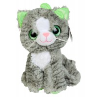 Плюшена играчка Morgenroth Plusch - Коте със зелена панделка, 26 cm