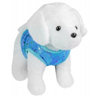 Плюшена играчка Morgenroth Plusch - Кученце със синьо елече, 28 cm