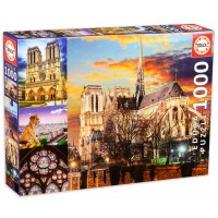 Пъзел Educa от 1000 части - Катедралата Нотр Дам в Париж, колаж