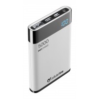 Портативна батерия Cellularline - Manta HD, 5000 mAh, бяла