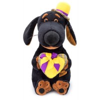 Плюшена играчка Budi Basa - Кученце Ваксон, със сърце и шапка, 29 cm