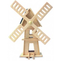 Дървен 3D пъзел Robo Time от 16 части – Соларна вятърна мелница 2