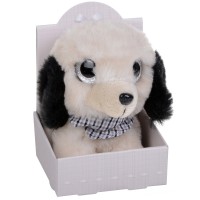 Плюшена играчка Morgenroth Plusch – Кученце с бляскави очи и в цвят слонова кост, 12 cm