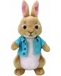 Плюшена играчка TY Toys - Зайчето Питър със синьо якенце, 15 cm